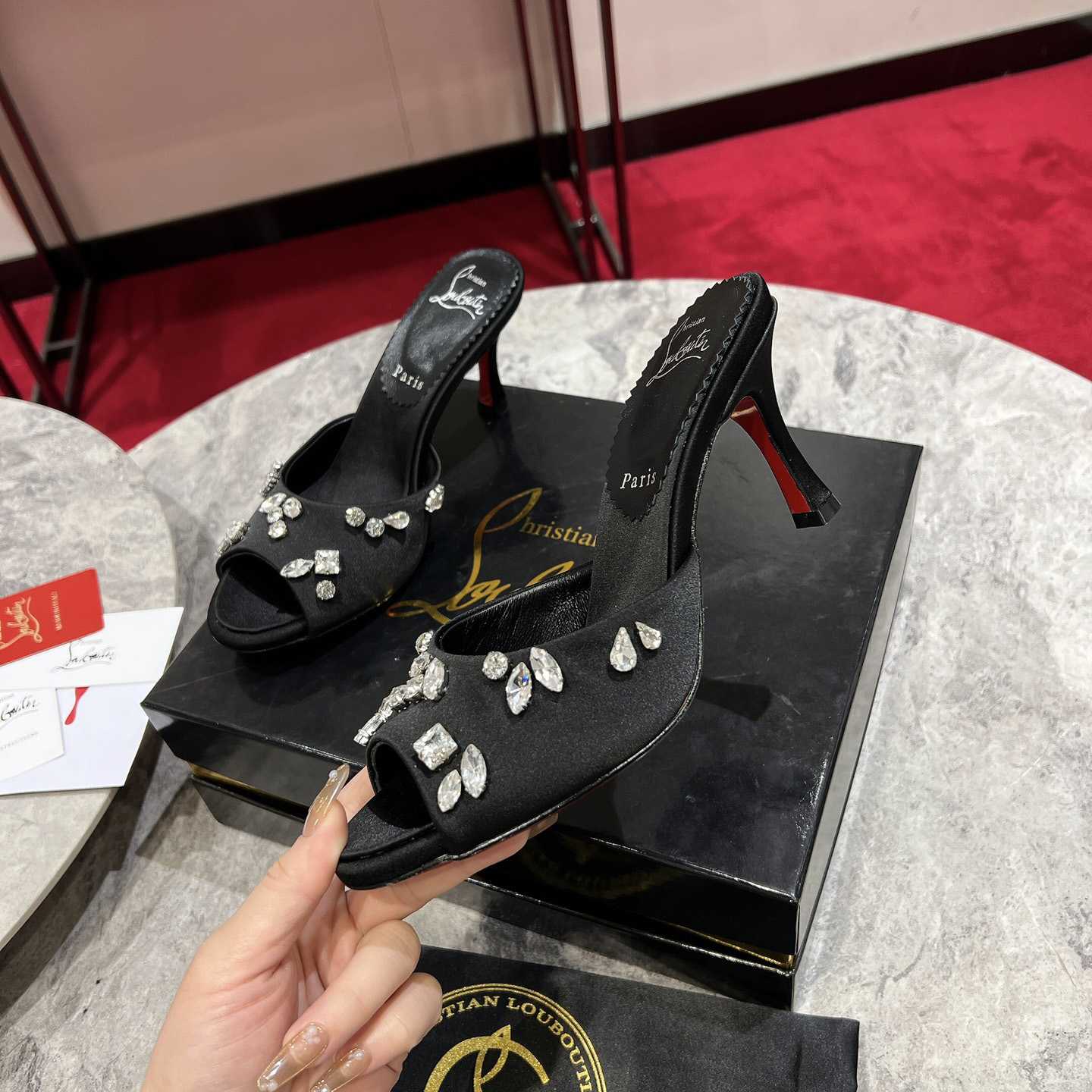 Christian Louboutin Degraqueen 85mm Mules Sandals  - DopestKickz