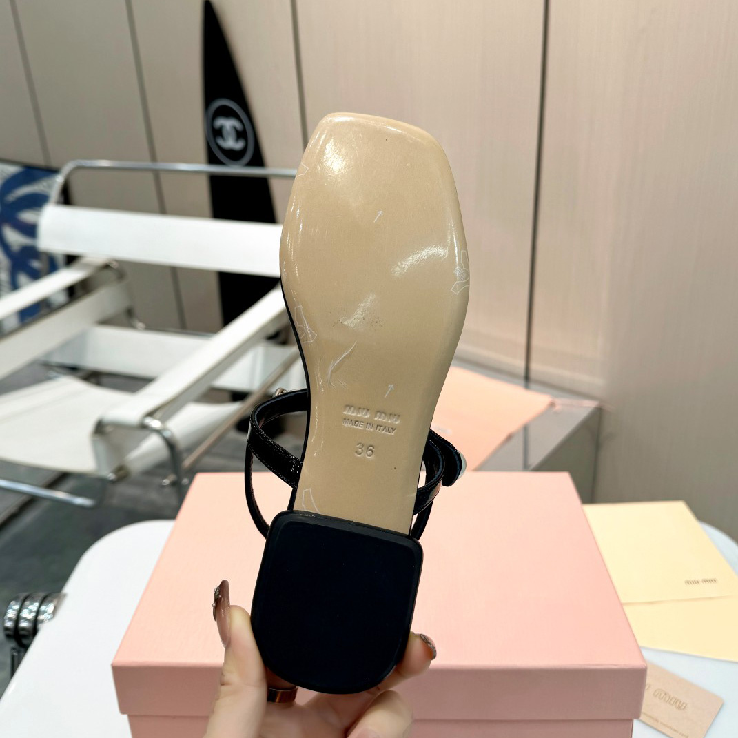 Miu Miu Patent Leather Thong Sandals - DopestKickz