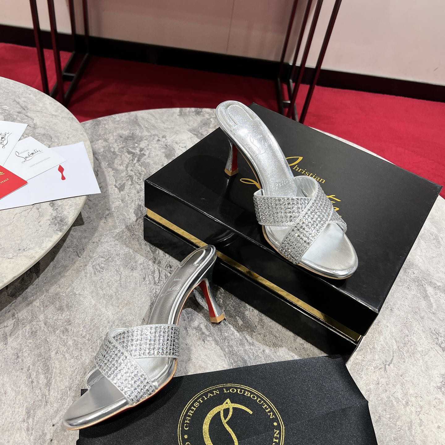 Christian Louboutin Mariza Is Back Strass 85mm Mules Sandals - DopestKickz