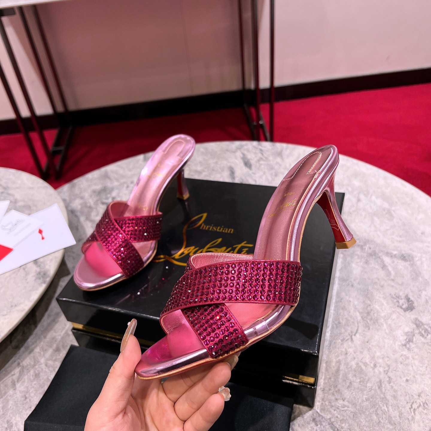 Christian Louboutin Mariza Is Back Strass 85mm Mules Sandals - DopestKickz