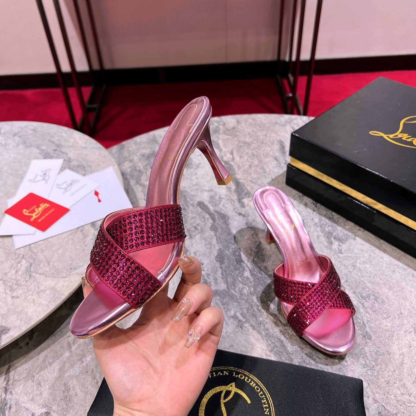 Christian Louboutin Mariza Is Back Strass 85mm Mules Sandals - DopestKickz