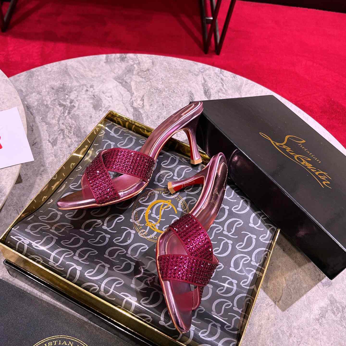 Christian Louboutin Mariza Is Back Strass 85mm Mules Sandals - DopestKickz