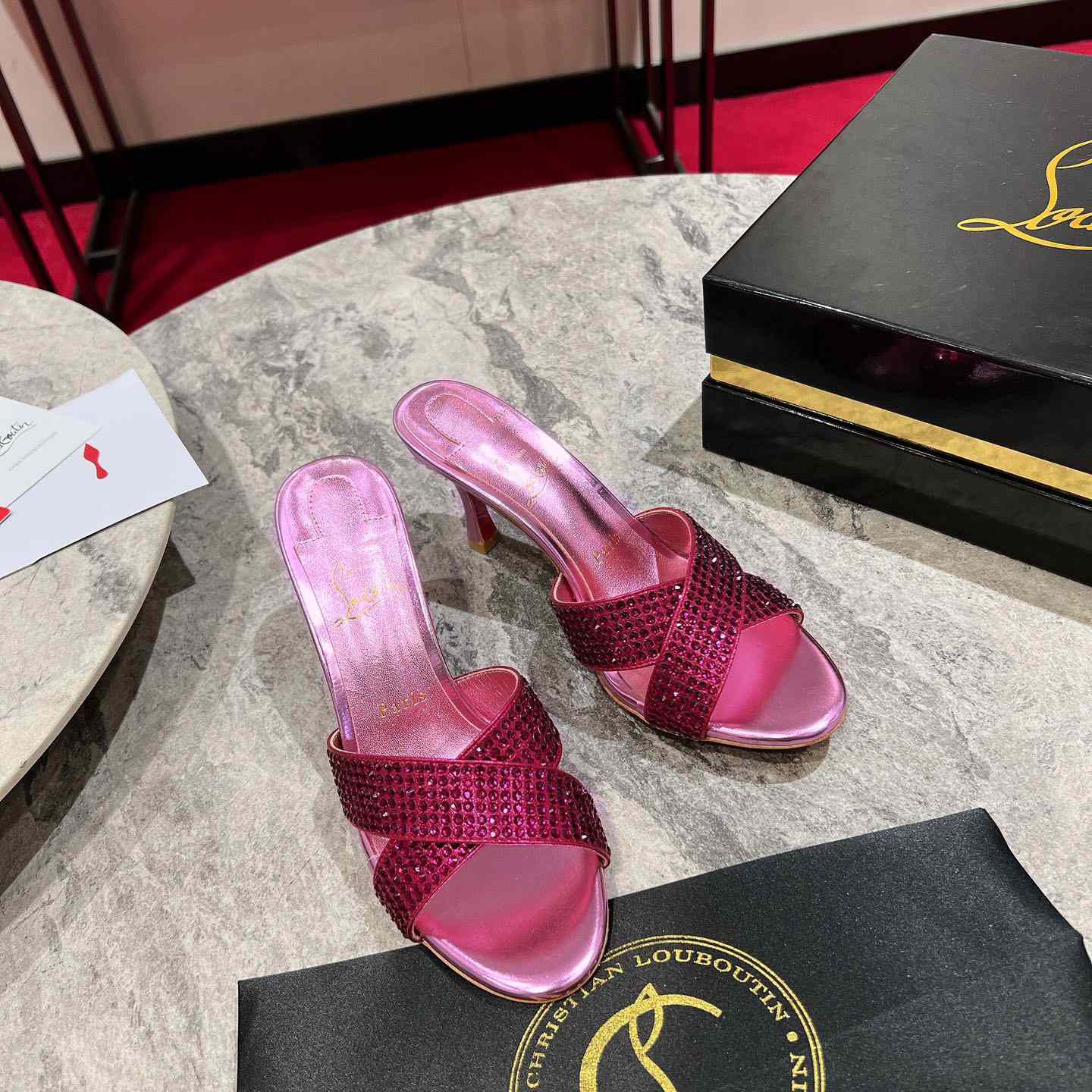 Christian Louboutin Mariza Is Back Strass 85mm Mules Sandals - DopestKickz