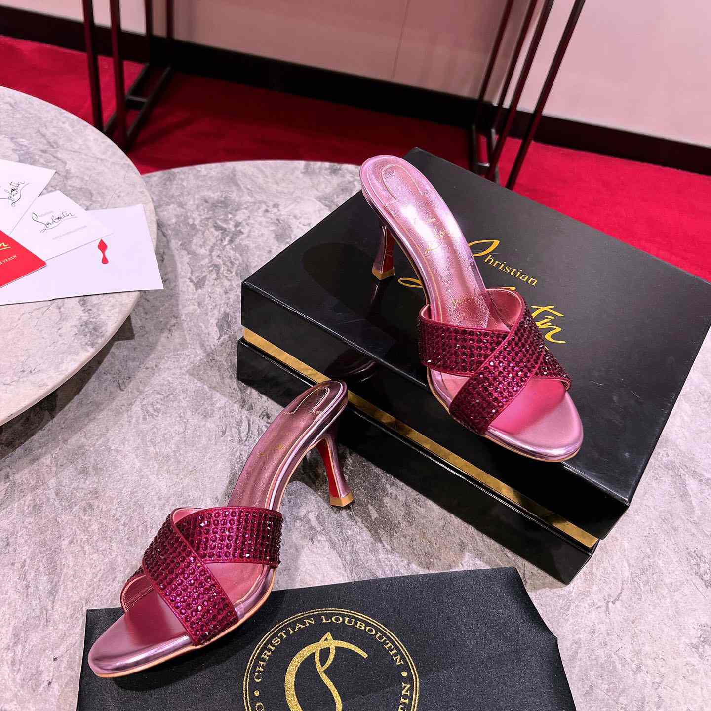 Christian Louboutin Mariza Is Back Strass 85mm Mules Sandals - DopestKickz