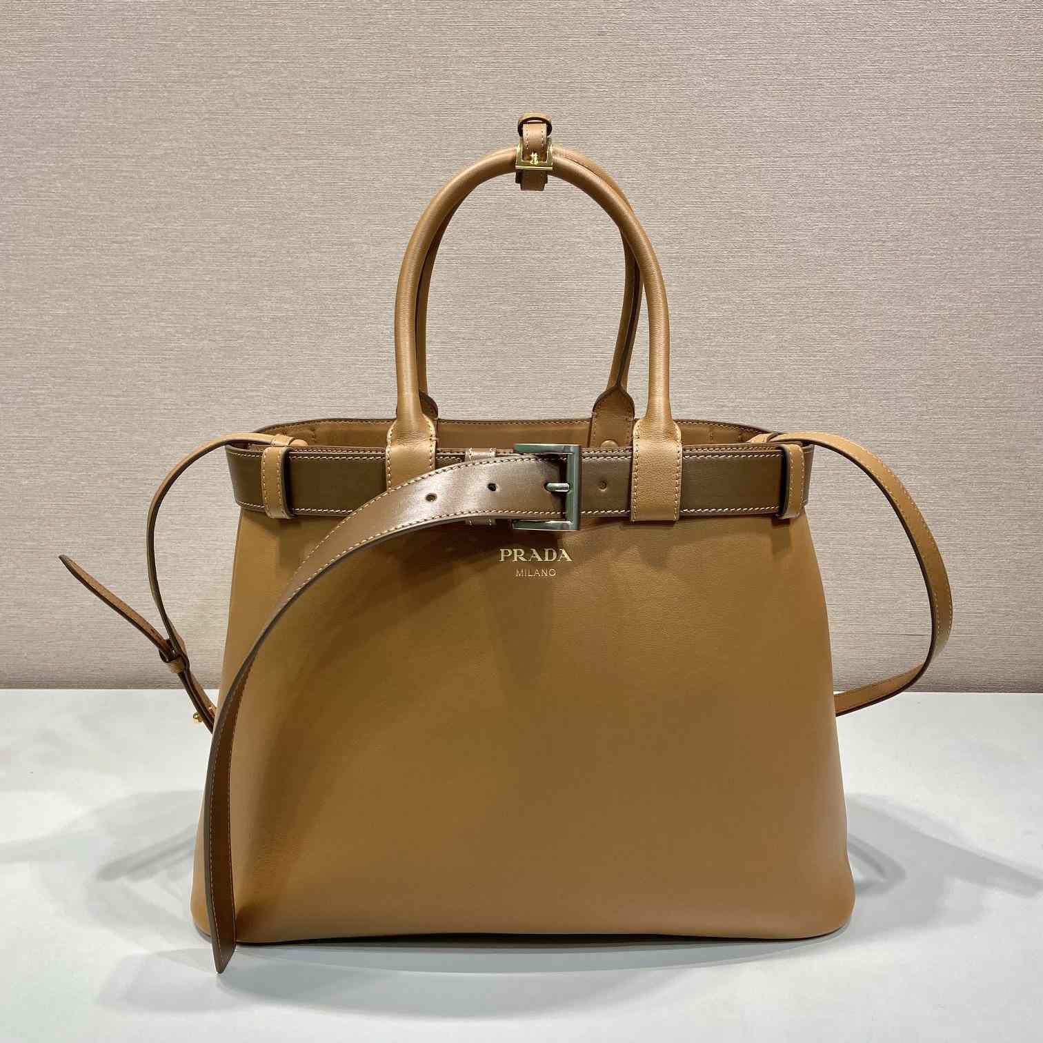 Prada Buckle Large Leather Handbag With Belt - DopestKickz