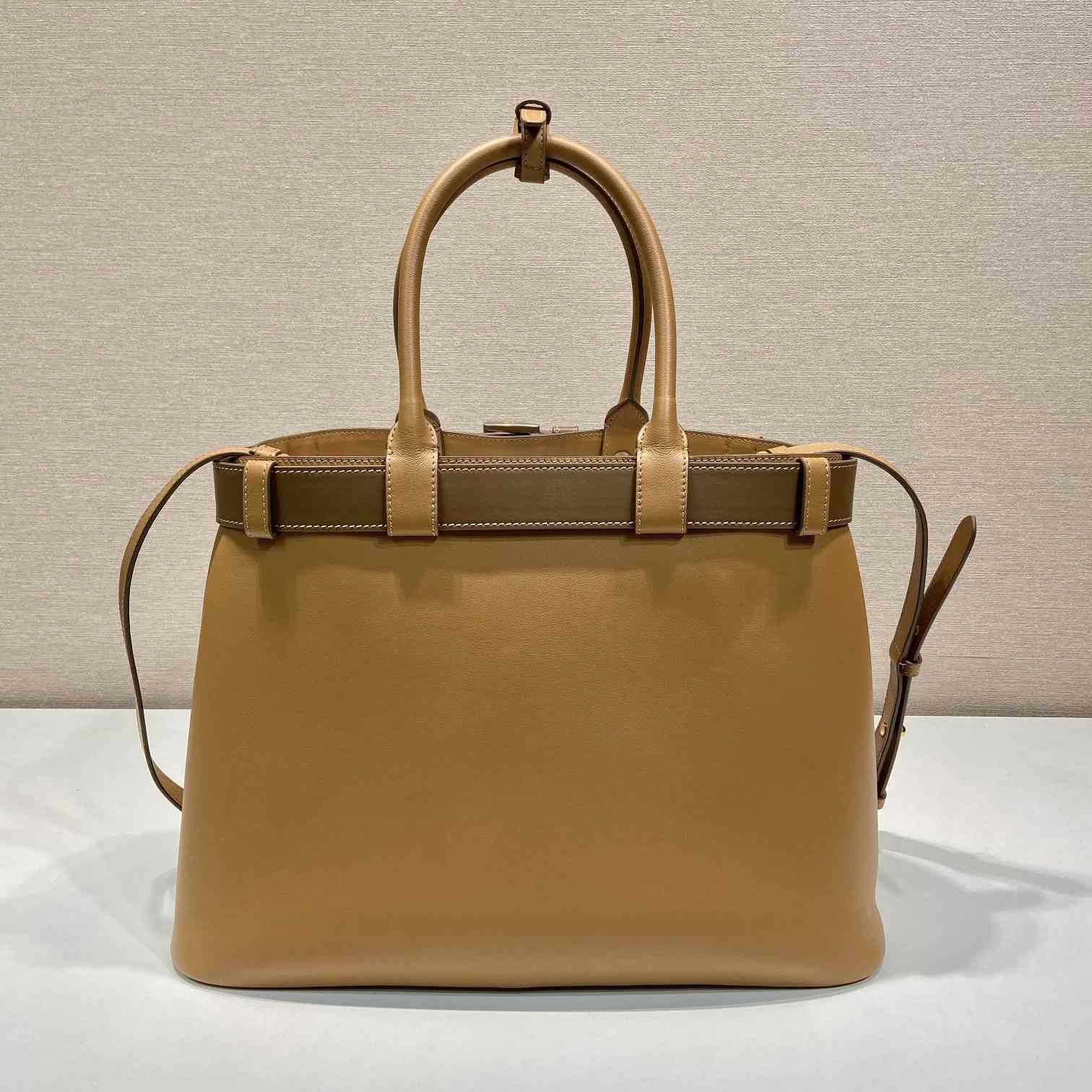 Prada Buckle Large Leather Handbag With Belt - DopestKickz