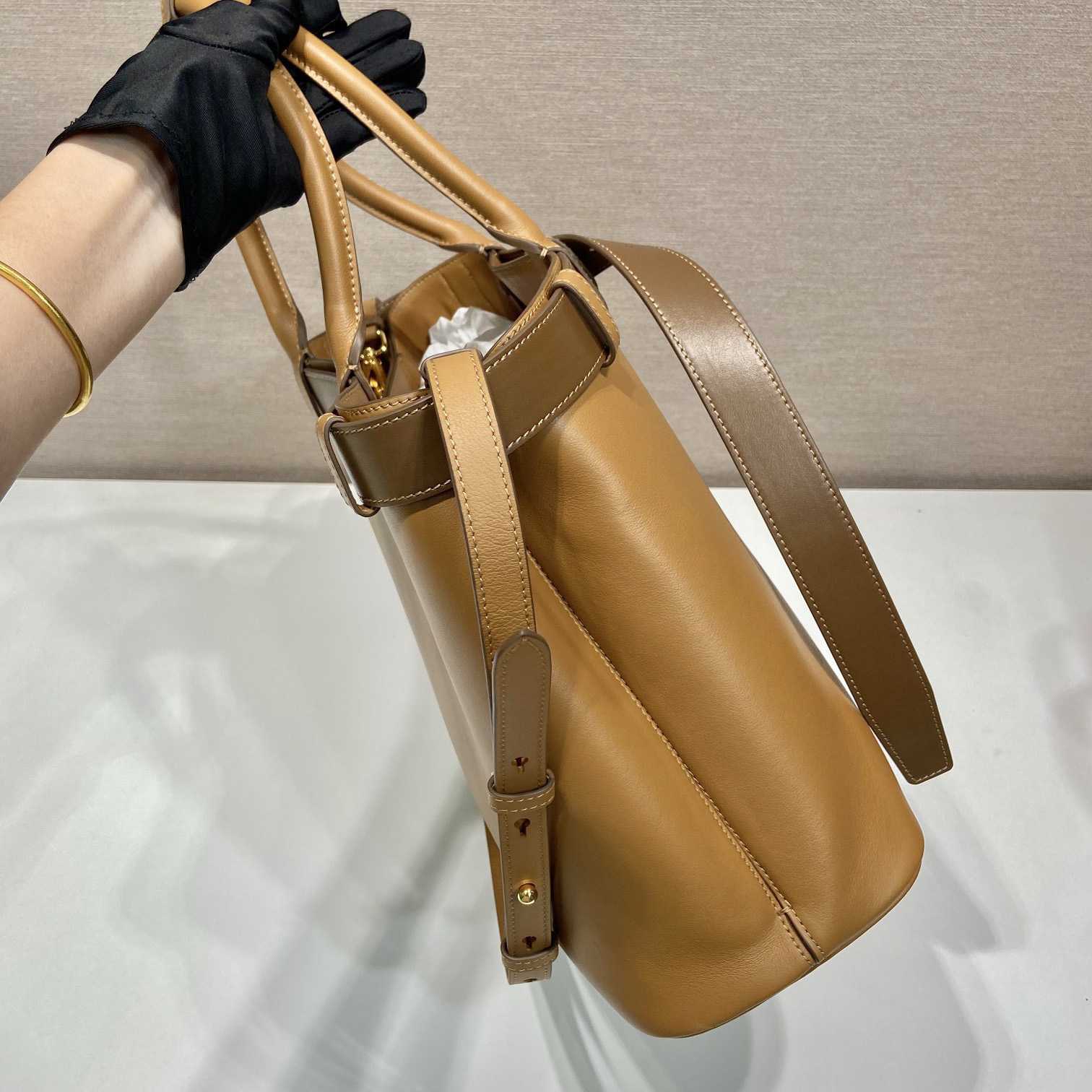 Prada Buckle Large Leather Handbag With Belt - DopestKickz