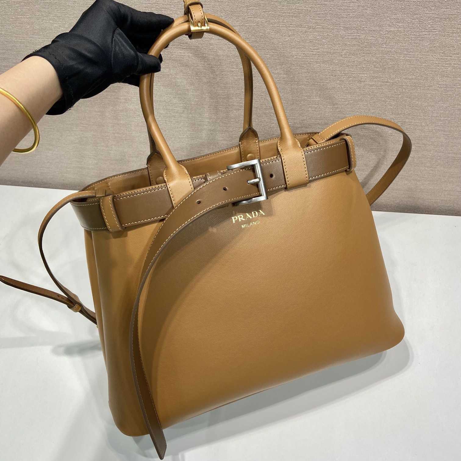 Prada Buckle Large Leather Handbag With Belt - DopestKickz