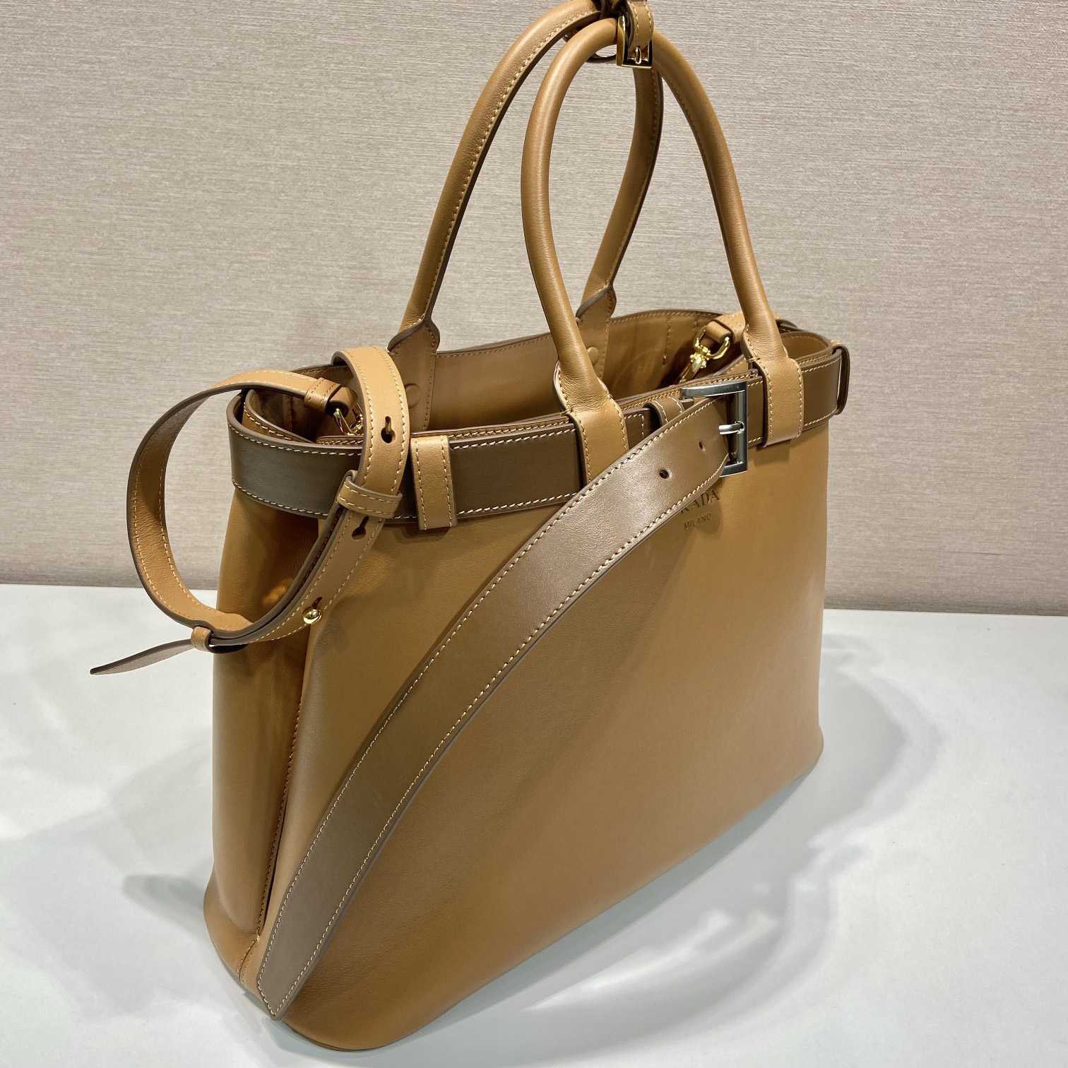 Prada Buckle Large Leather Handbag With Belt - DopestKickz