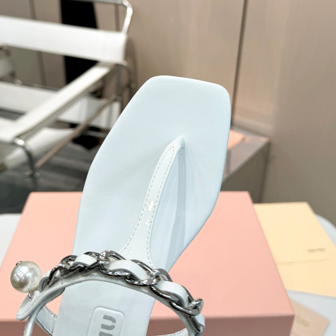 Miu Miu Patent Leather Thong Sandals - DopestKickz