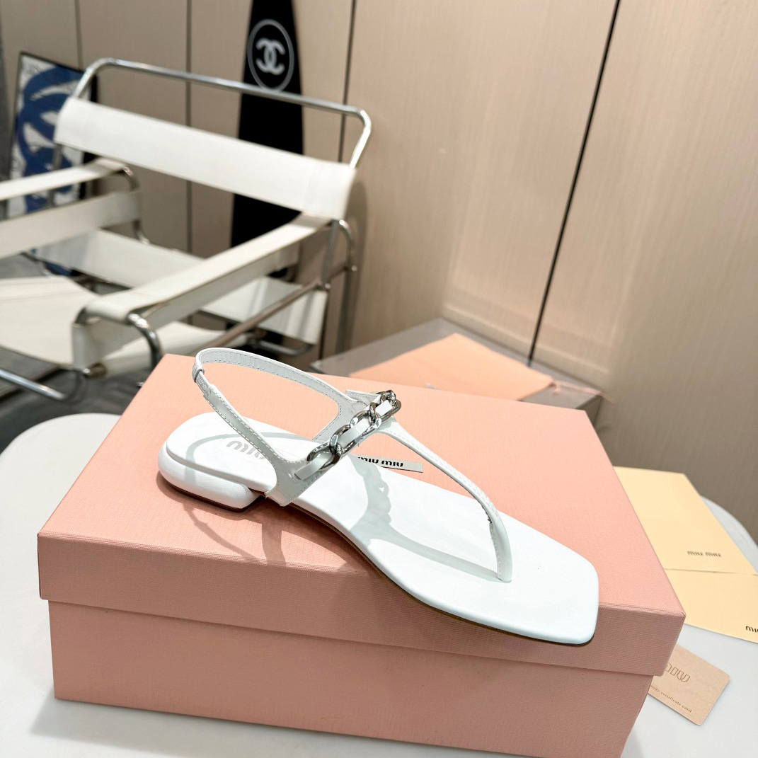 Miu Miu Patent Leather Thong Sandals - DopestKickz