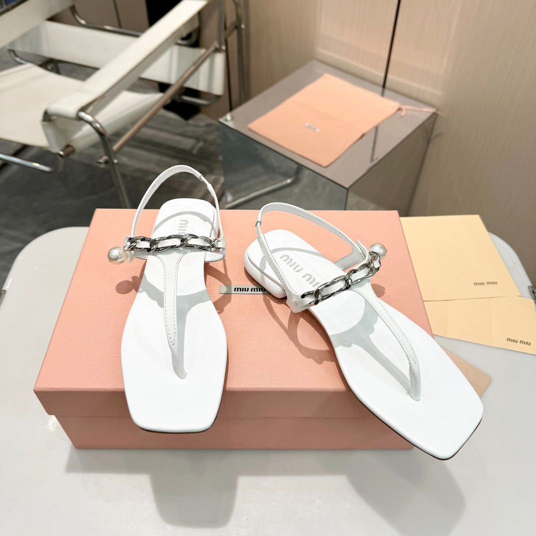 Miu Miu Patent Leather Thong Sandals - DopestKickz