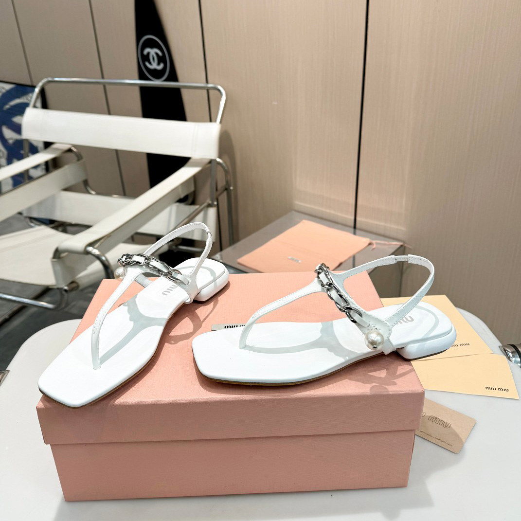 Miu Miu Patent Leather Thong Sandals - DopestKickz