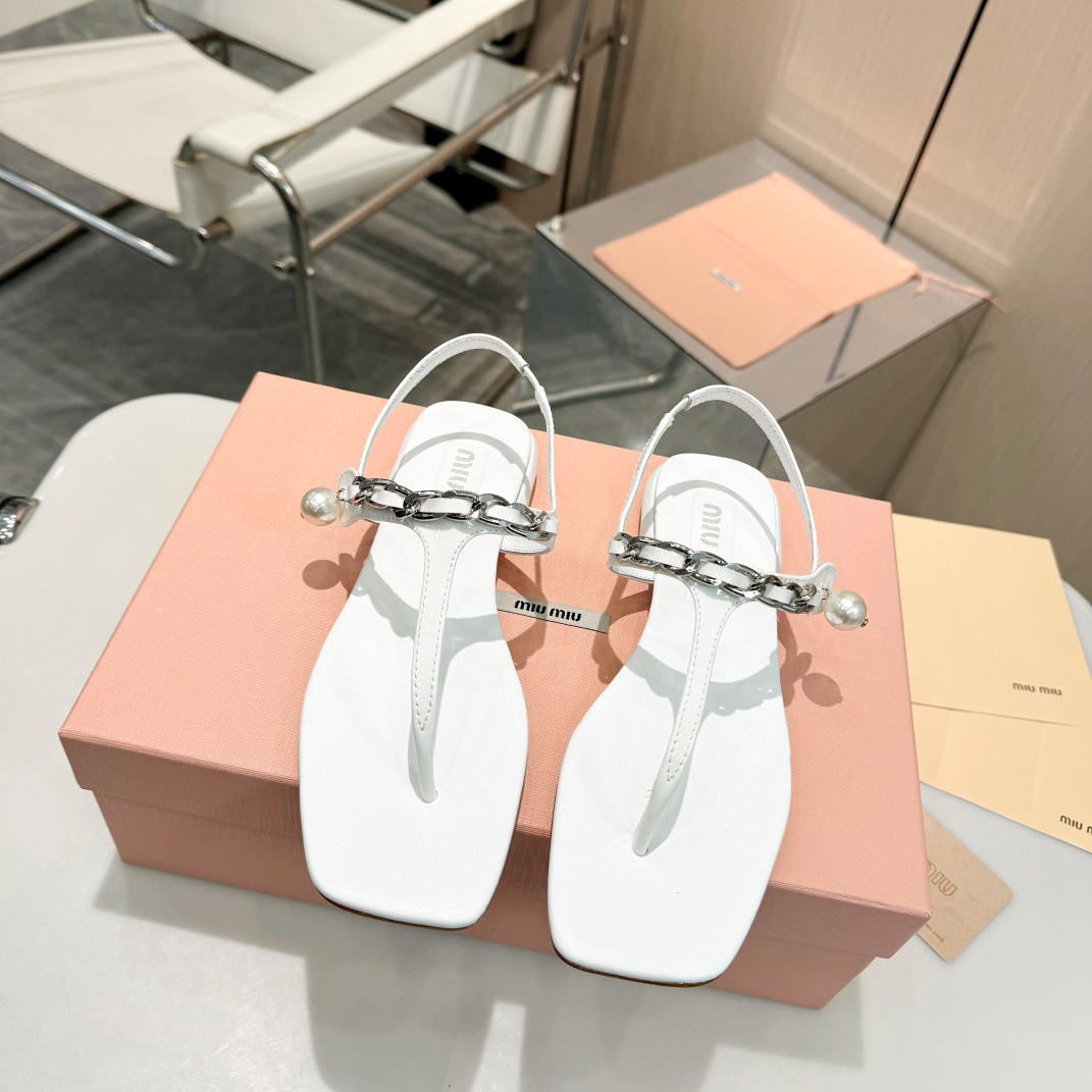 Miu Miu Patent Leather Thong Sandals - DopestKickz