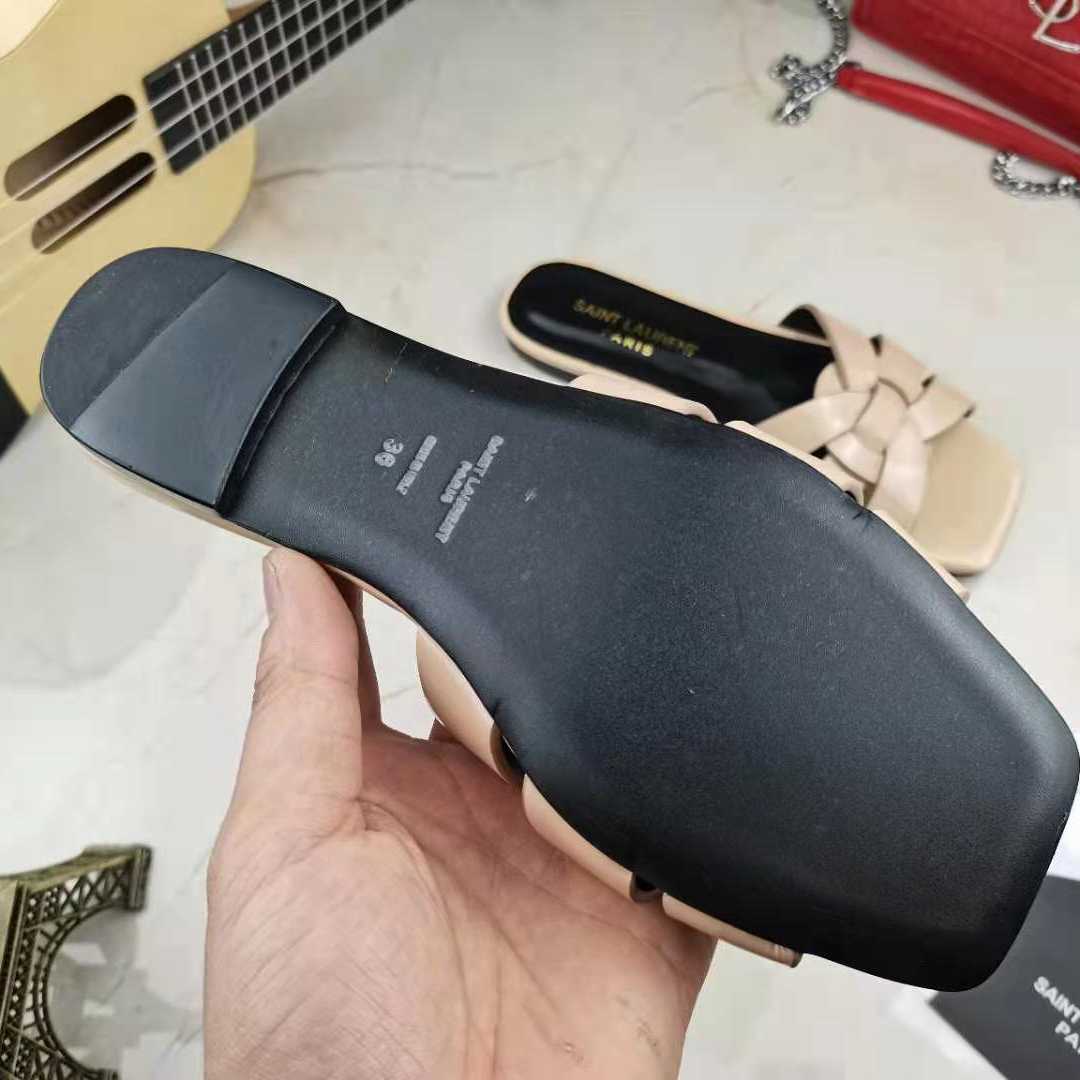 Saint Laurent Tribute Mules In Metallic Leather - DopestKickz