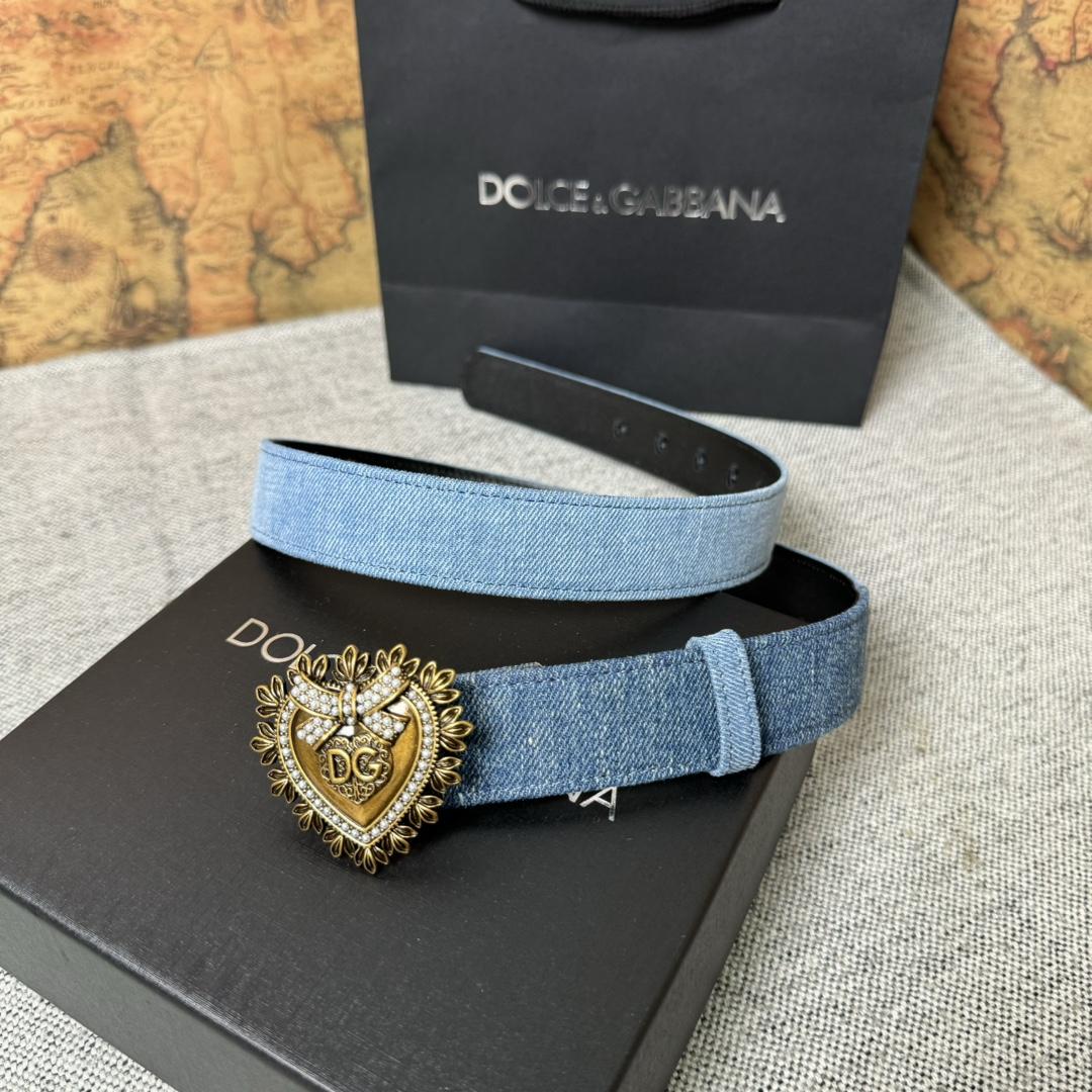 Dolce & Gabbana Devotion Denim Belt - DopestKickz