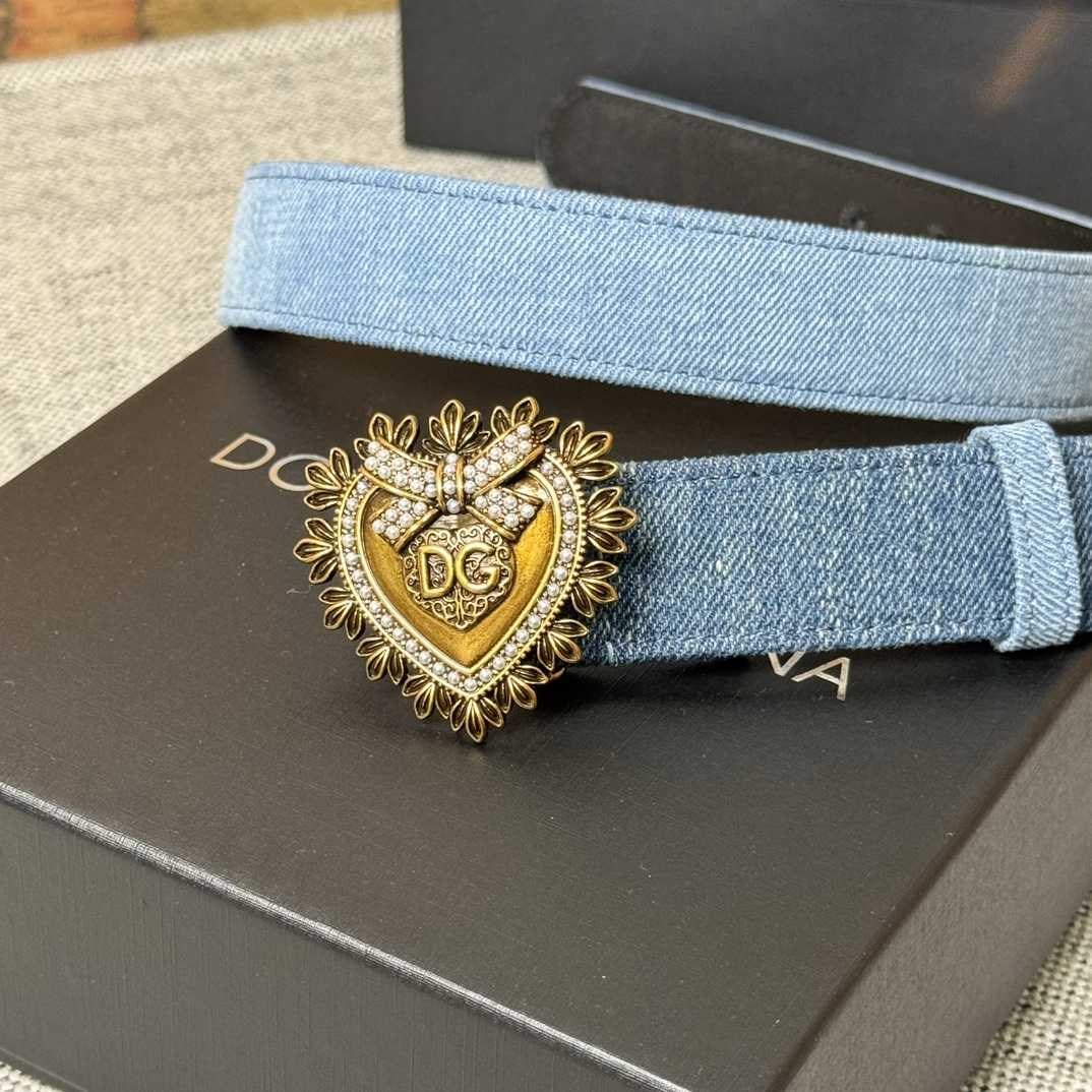 Dolce & Gabbana Devotion Denim Belt - DopestKickz