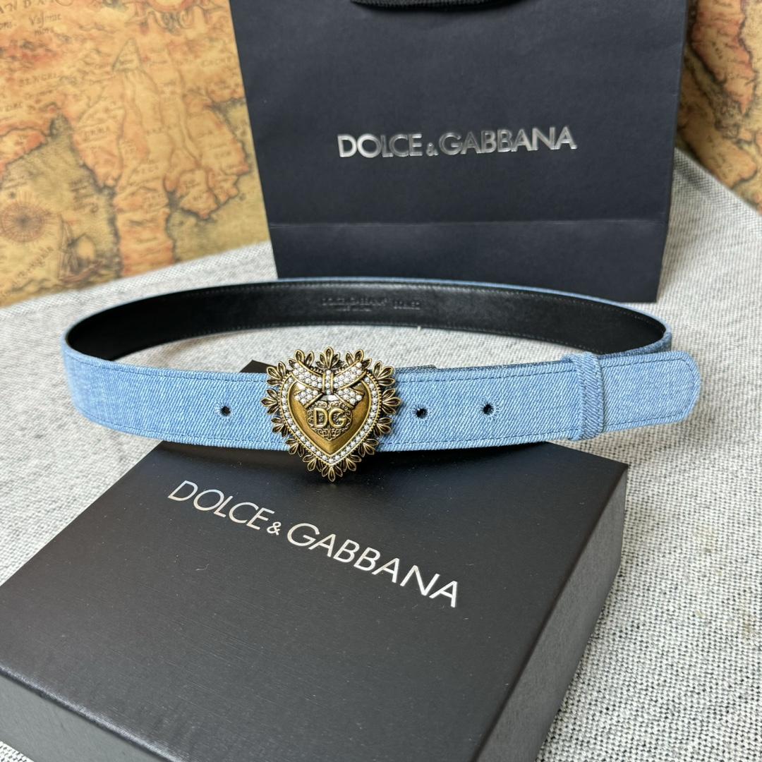 Dolce & Gabbana Devotion Denim Belt - DopestKickz