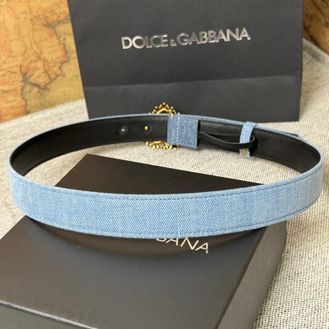 Dolce & Gabbana Devotion Denim Belt - DopestKickz