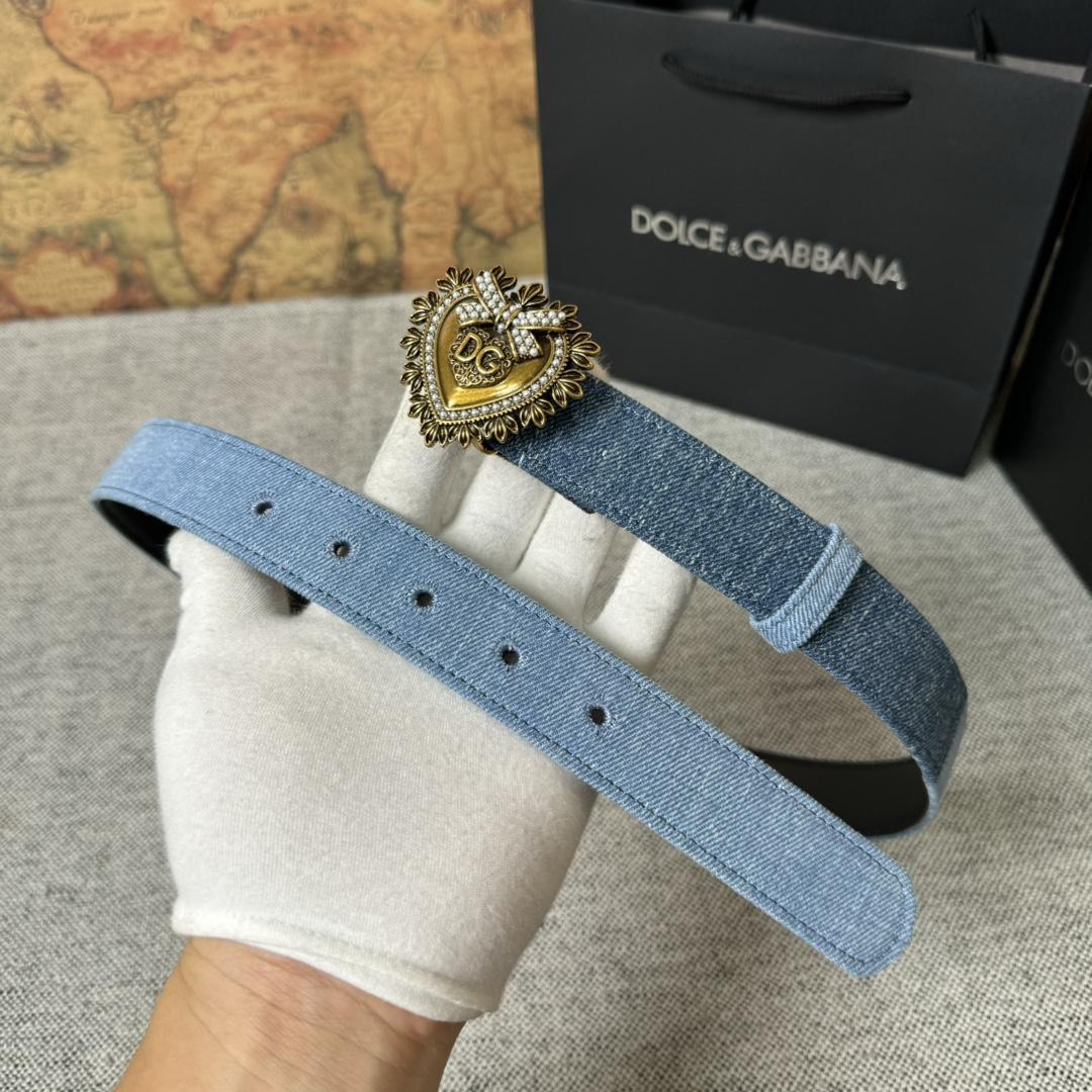 Dolce & Gabbana Devotion Denim Belt - DopestKickz