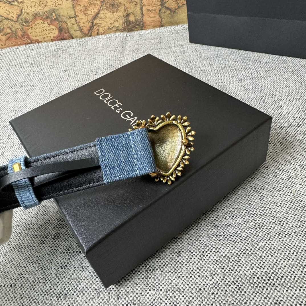 Dolce & Gabbana Devotion Denim Belt - DopestKickz