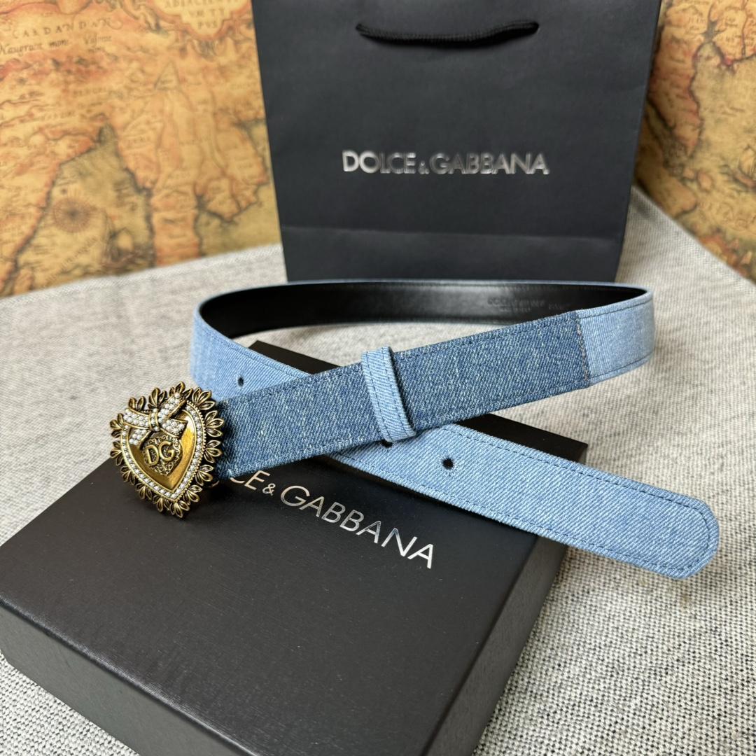 Dolce & Gabbana Devotion Denim Belt - DopestKickz