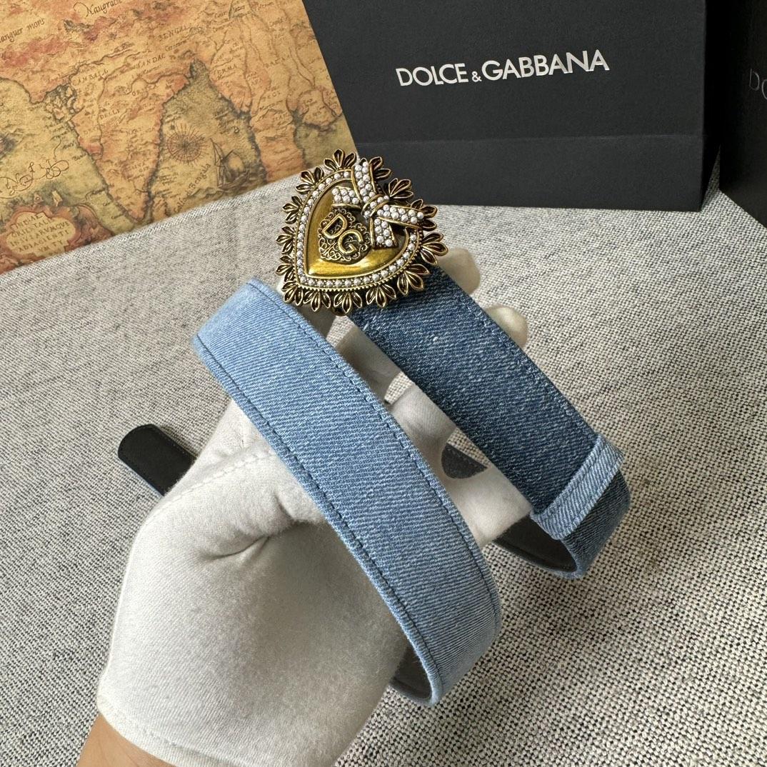Dolce & Gabbana Devotion Denim Belt - DopestKickz