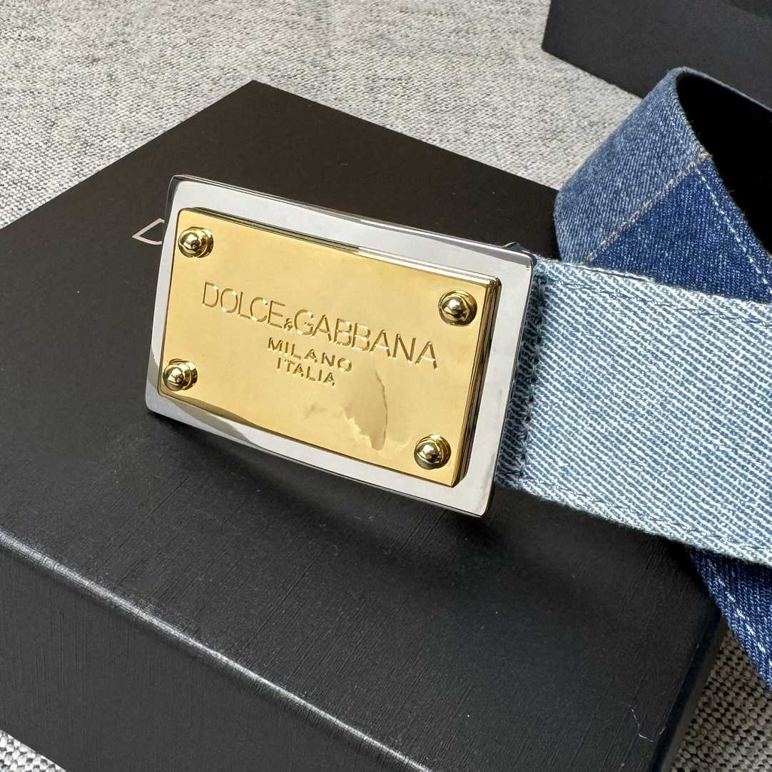 Dolce & Gabbana Denim Belt With Branded Tag - DopestKickz