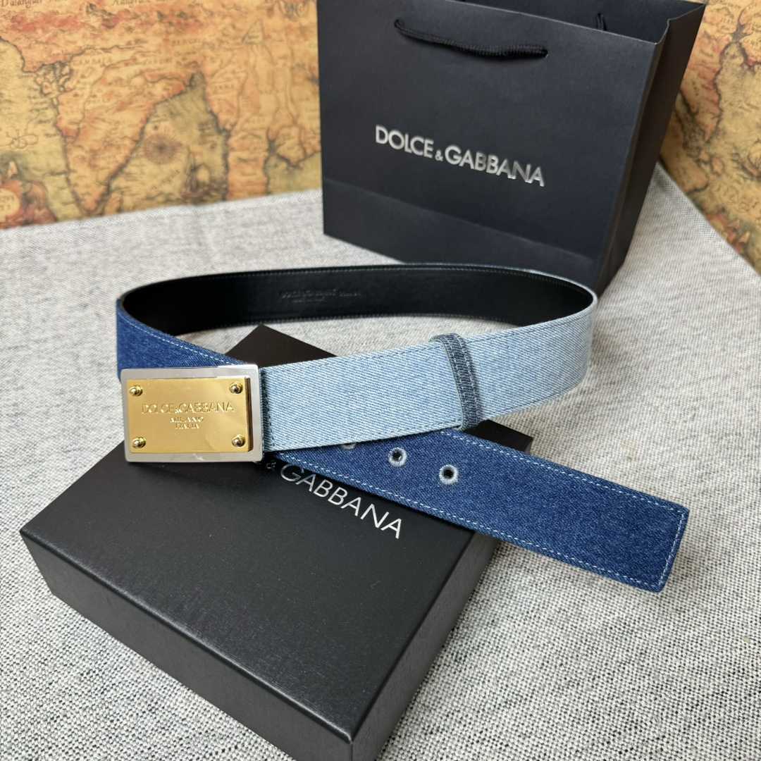 Dolce & Gabbana Denim Belt With Branded Tag - DopestKickz