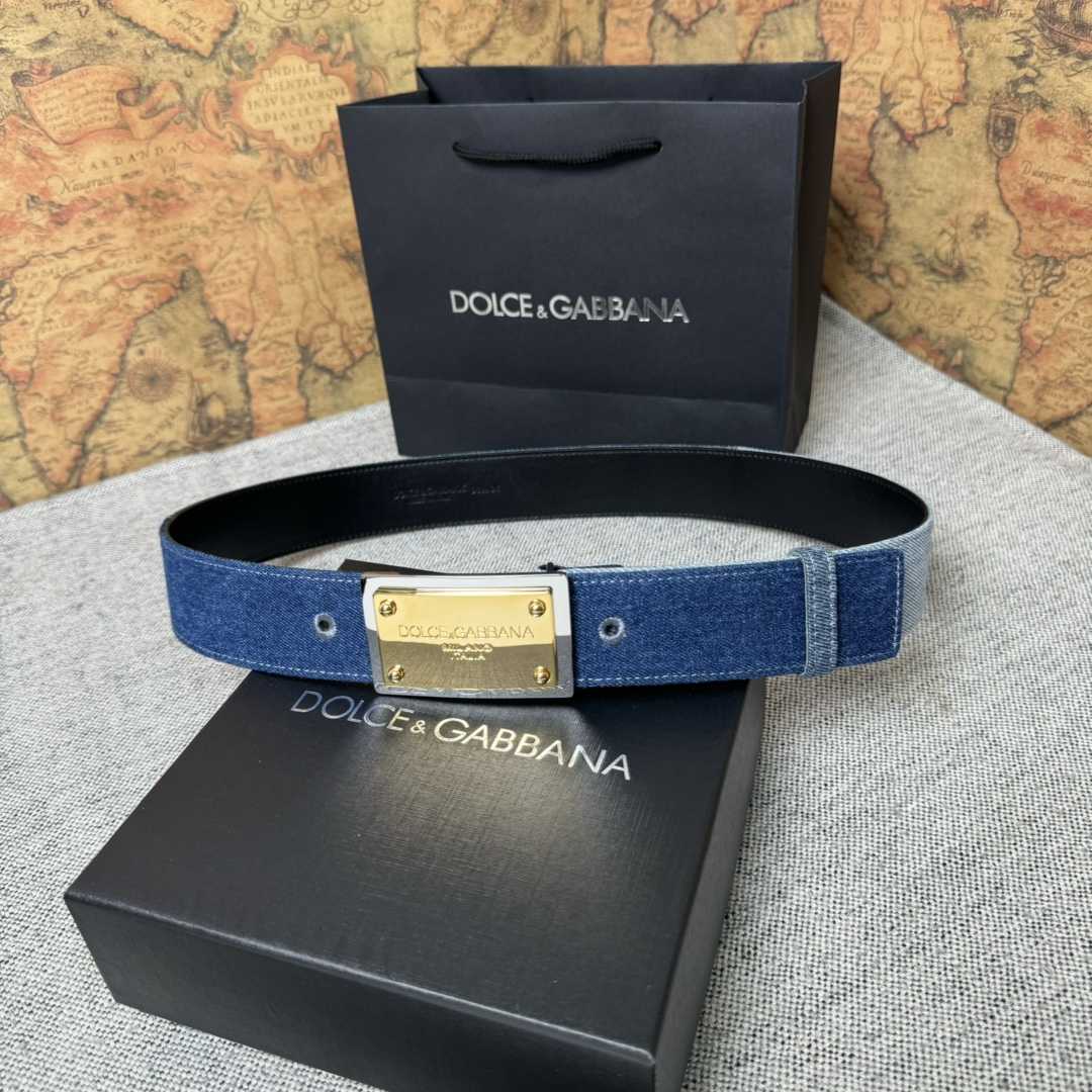 Dolce & Gabbana Denim Belt With Branded Tag - DopestKickz