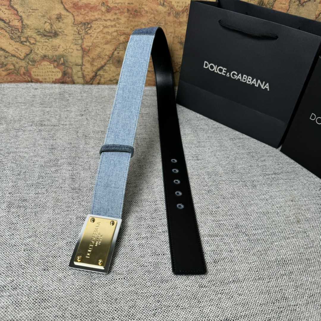 Dolce & Gabbana Denim Belt With Branded Tag - DopestKickz