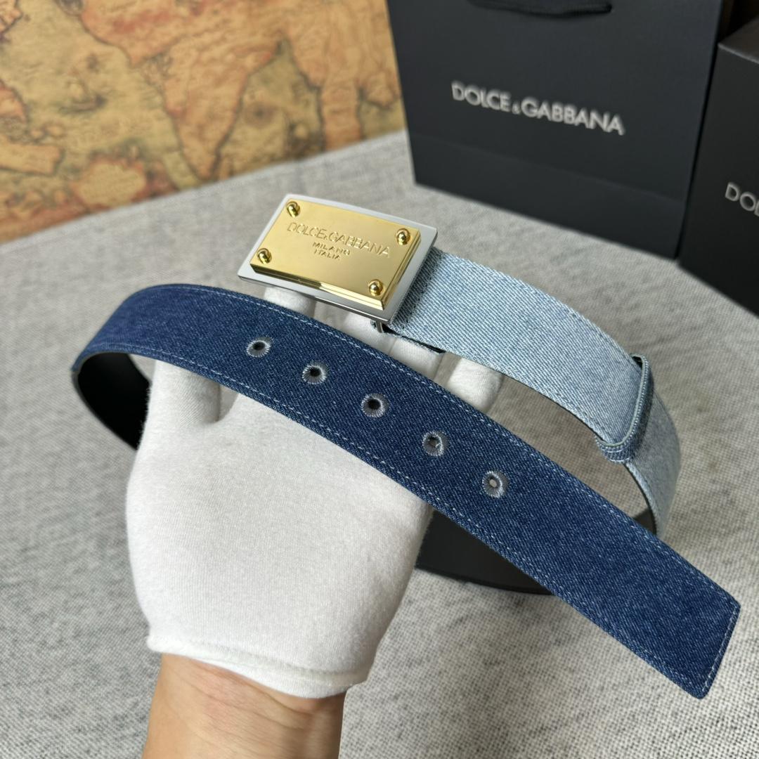 Dolce & Gabbana Denim Belt With Branded Tag - DopestKickz