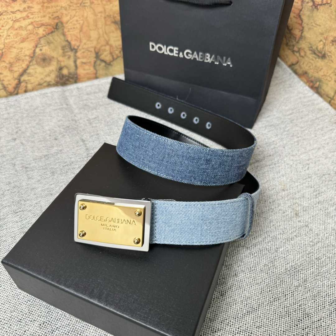 Dolce & Gabbana Denim Belt With Branded Tag - DopestKickz