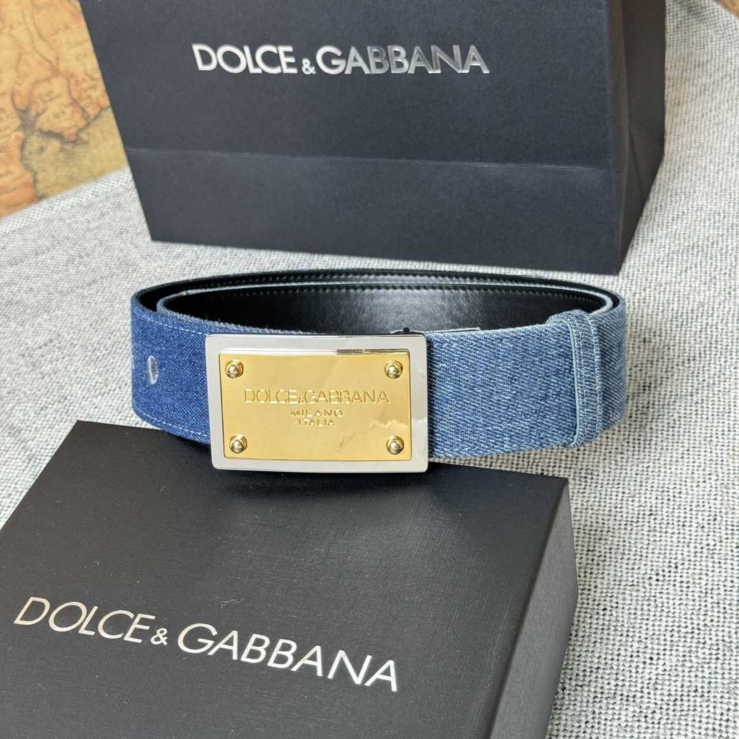 Dolce & Gabbana Denim Belt With Branded Tag - DopestKickz
