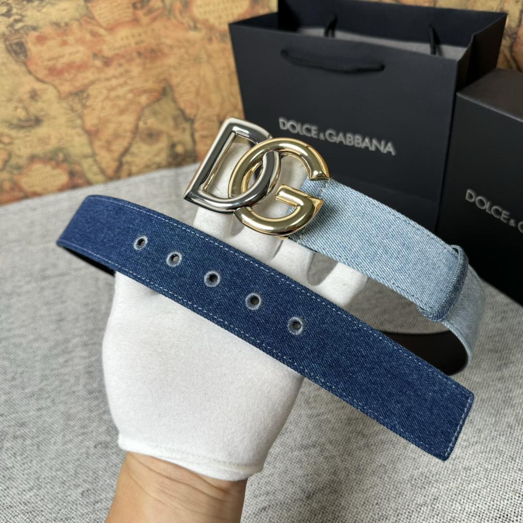Dolce & Gabbana Denim Belt With DG Logo - DopestKickz
