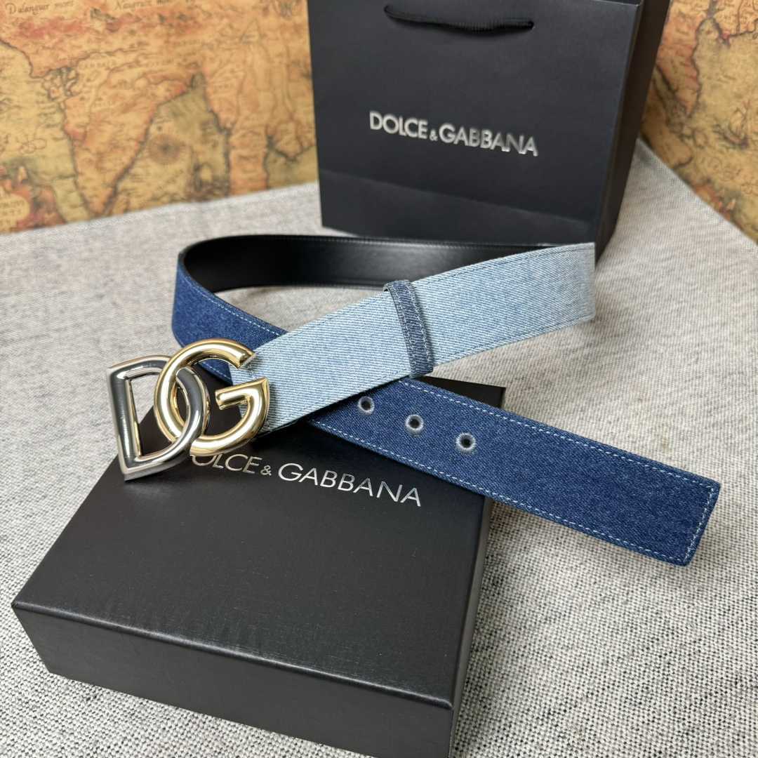 Dolce & Gabbana Denim Belt With DG Logo - DopestKickz