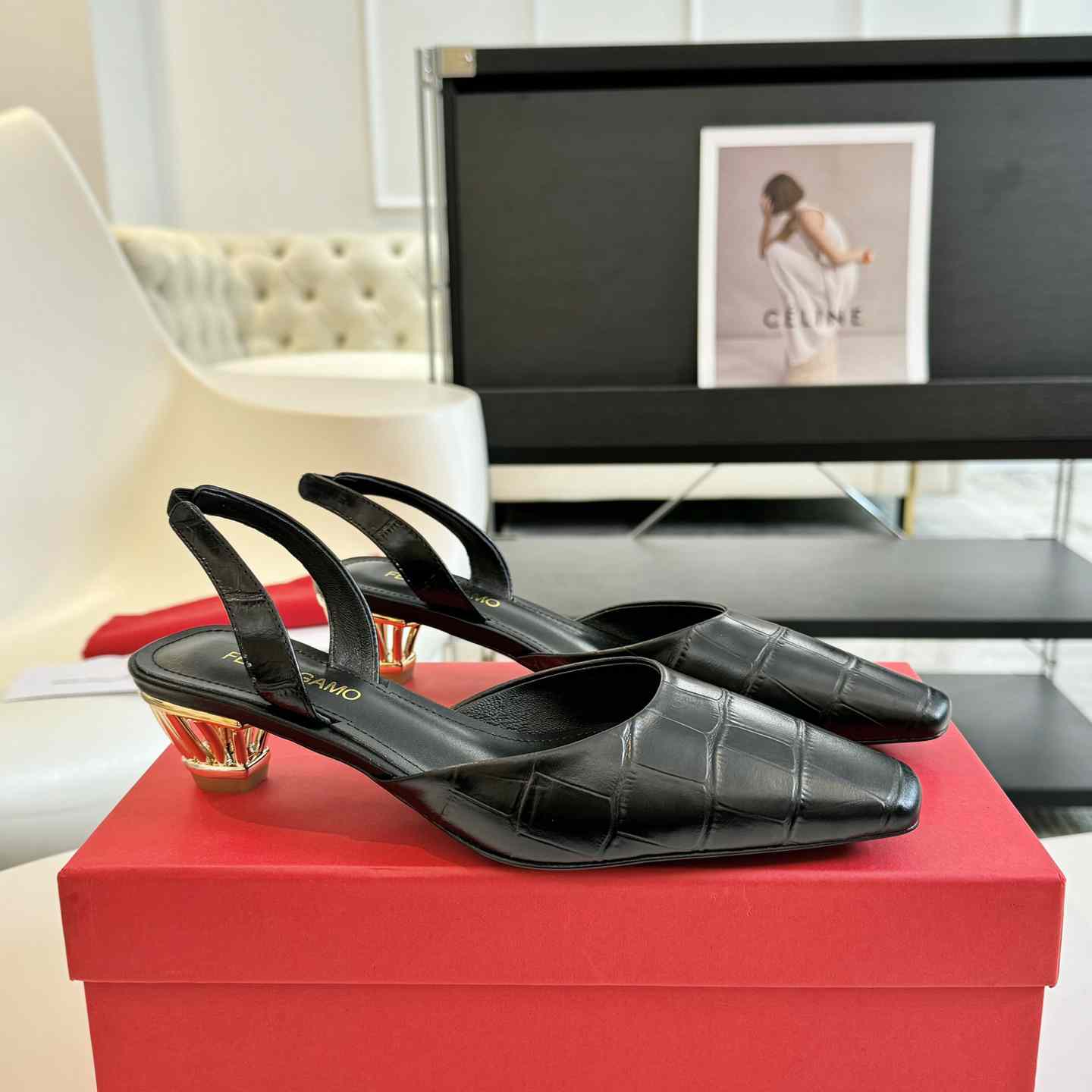 Ferragamo Women's Black "Alyssa" Slingbacks - DopestKickz