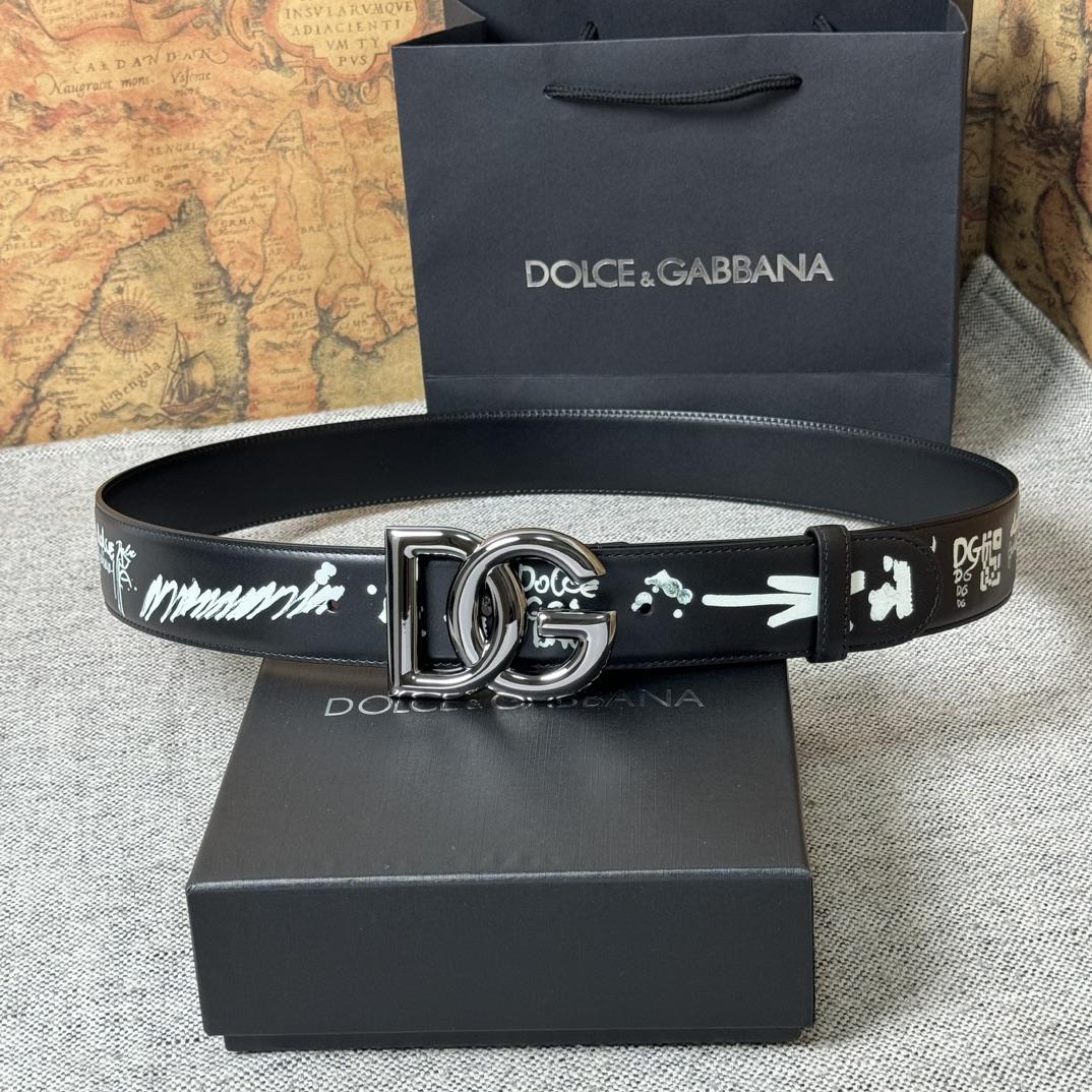 Dolce & Gabbana Graffiti-print Logo-buckle Belt - DopestKickz