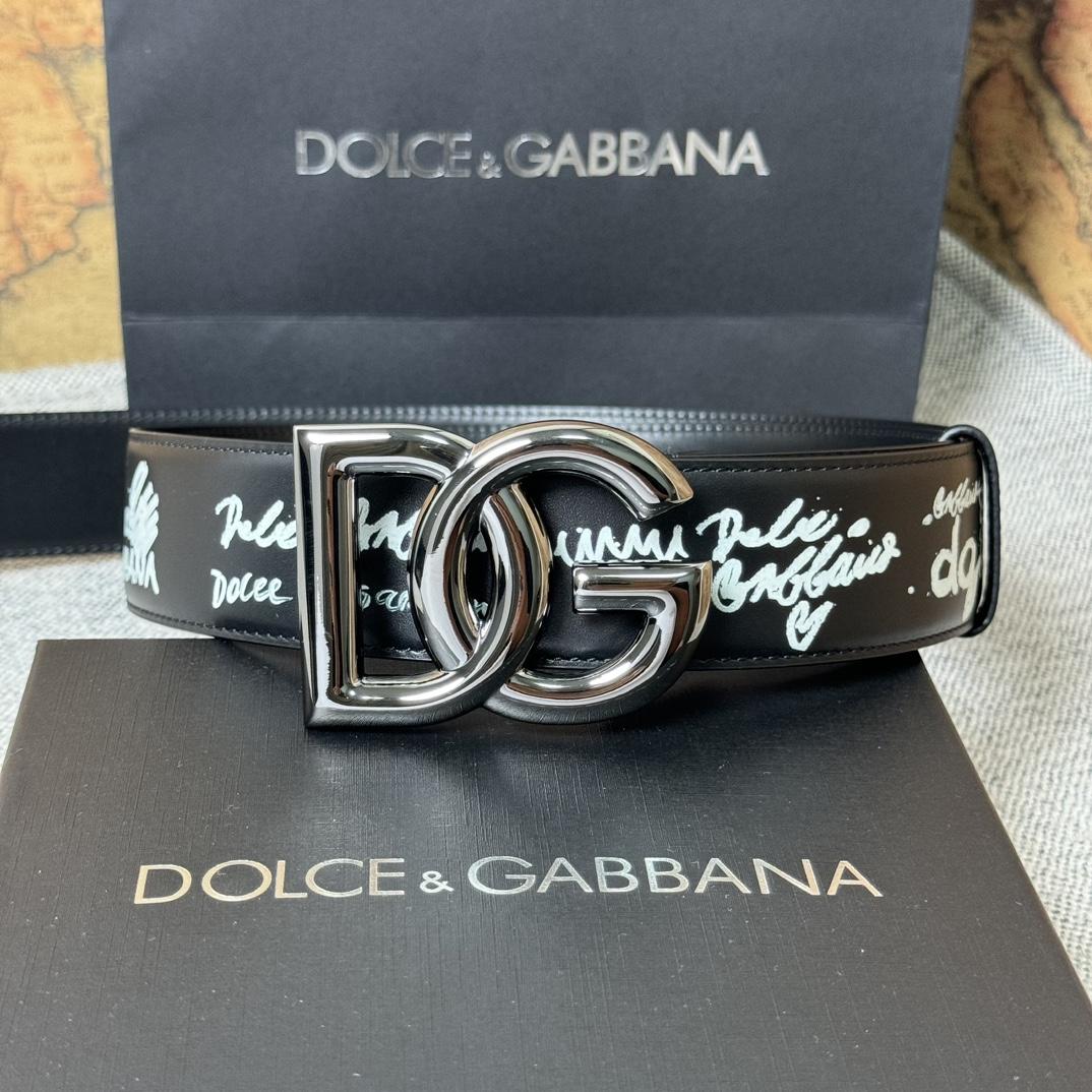 Dolce & Gabbana Graffiti-print Logo-buckle Belt - DopestKickz