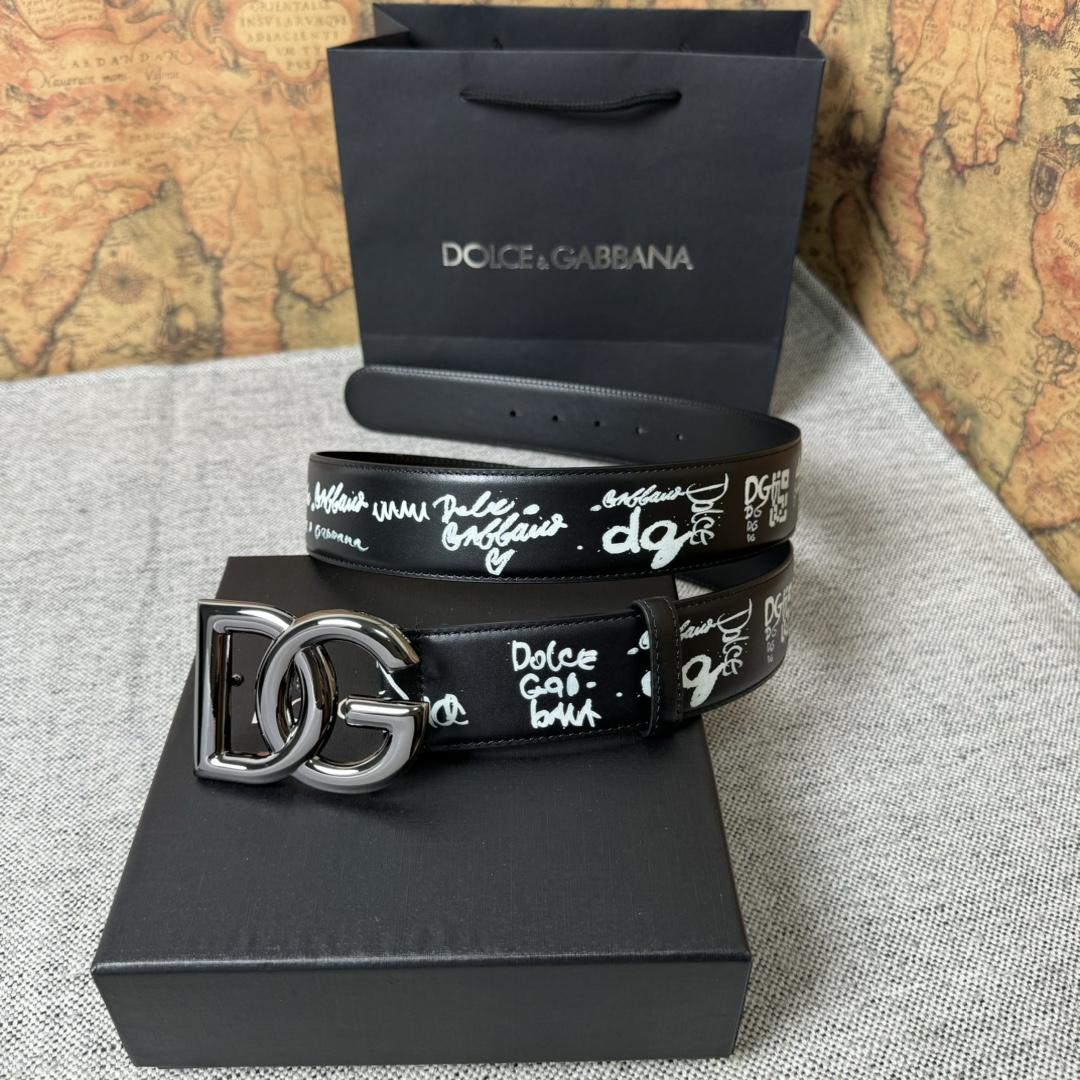 Dolce & Gabbana Graffiti-print Logo-buckle Belt - DopestKickz