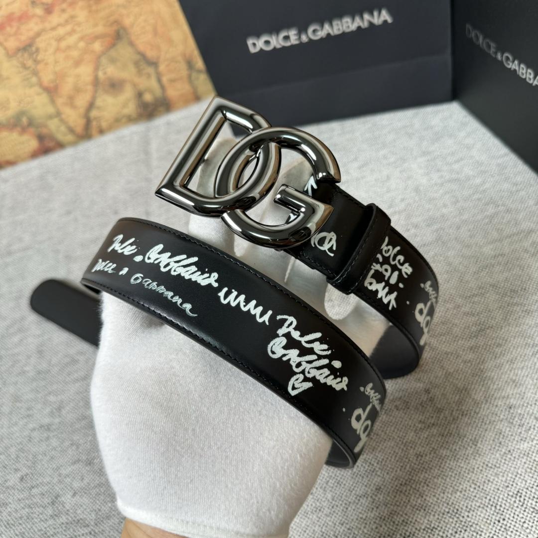 Dolce & Gabbana Graffiti-print Logo-buckle Belt - DopestKickz