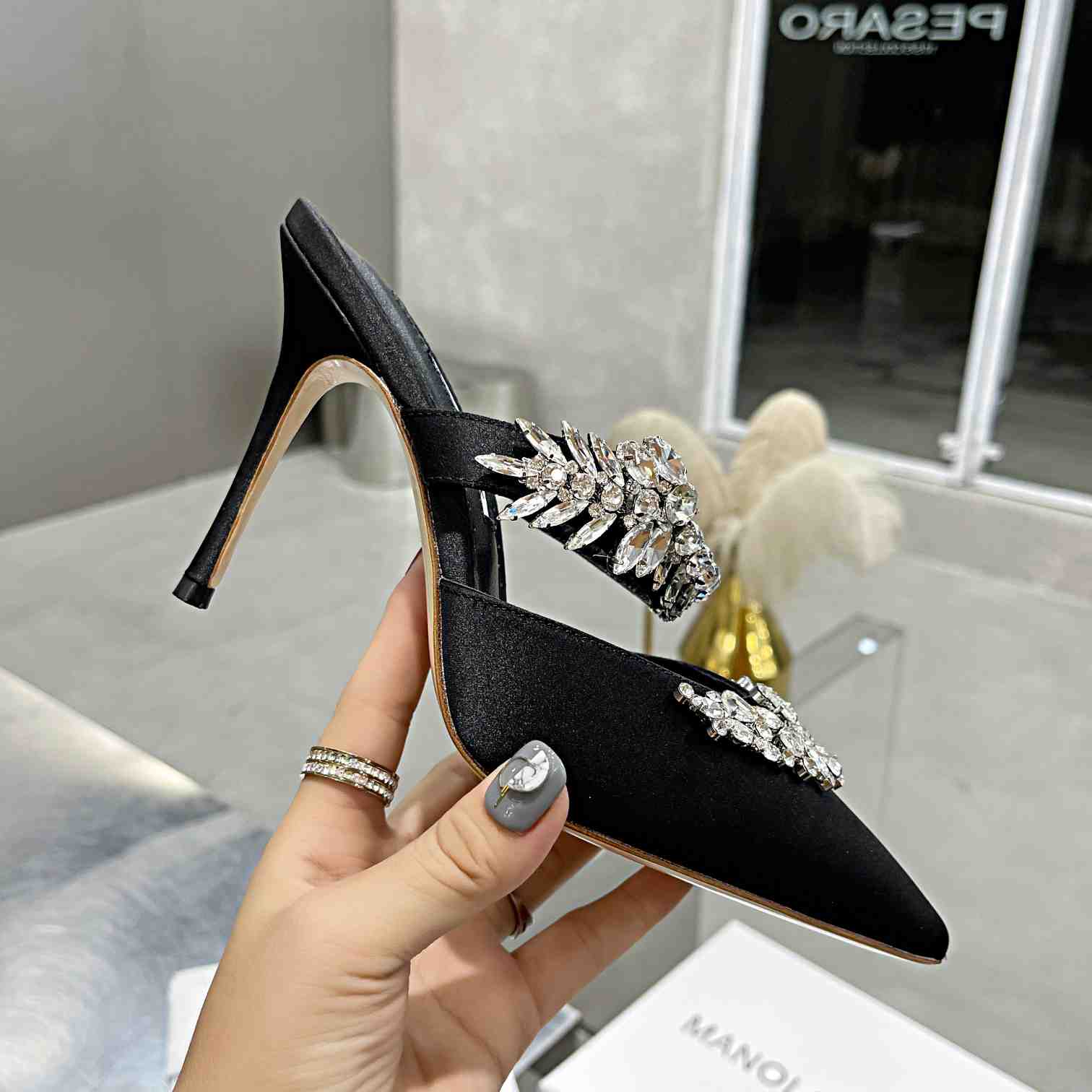 Manolo Blahnik Lurum Crystal-embellished Mules - DopestKickz