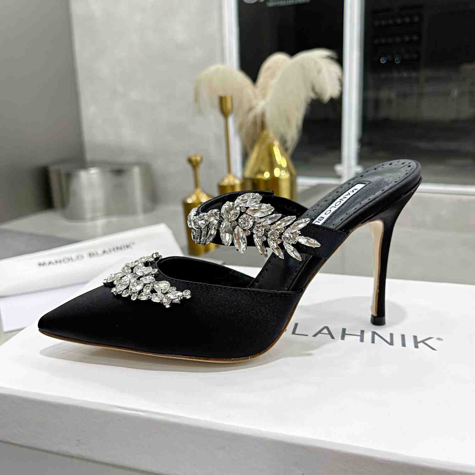 Manolo Blahnik Lurum Crystal-embellished Mules - DopestKickz