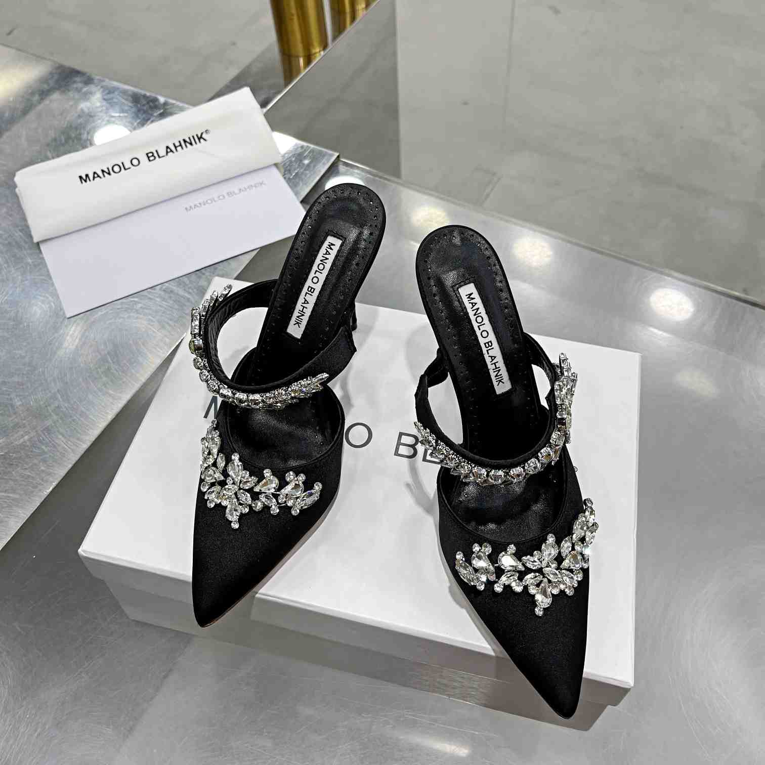 Manolo Blahnik Lurum Crystal-embellished Mules - DopestKickz