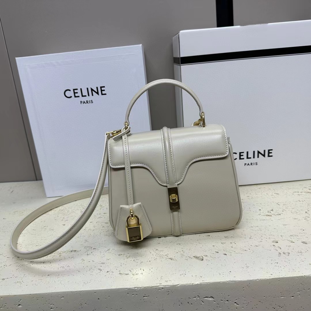 Celine Small 16 Bag In Satinated Calfskin  (17.5-14-7cm) - DopestKickz