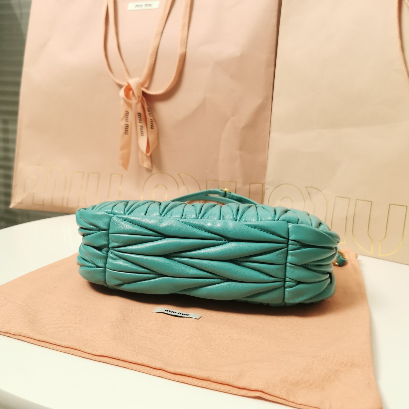 Miu Miu Wander Matelassé Nappa Leather Hobo Bag (23X13X7cm) - DopestKickz