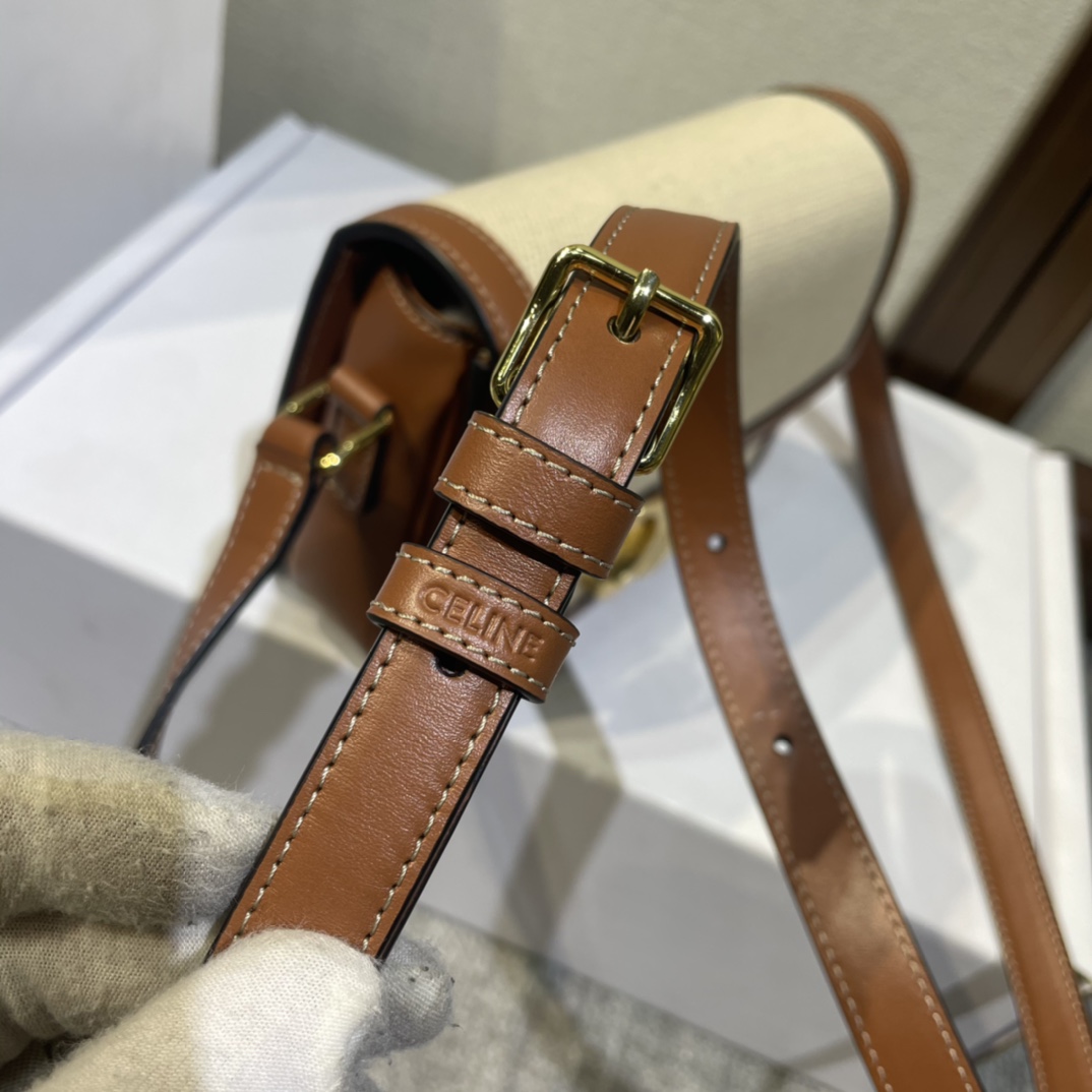 Celine Teen Triomphe Bag In Textile And Calfskin - DopestKickz