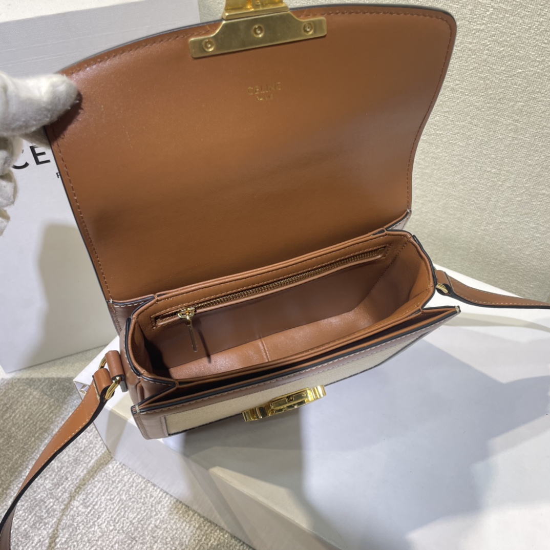 Celine Teen Triomphe Bag In Textile And Calfskin - DopestKickz