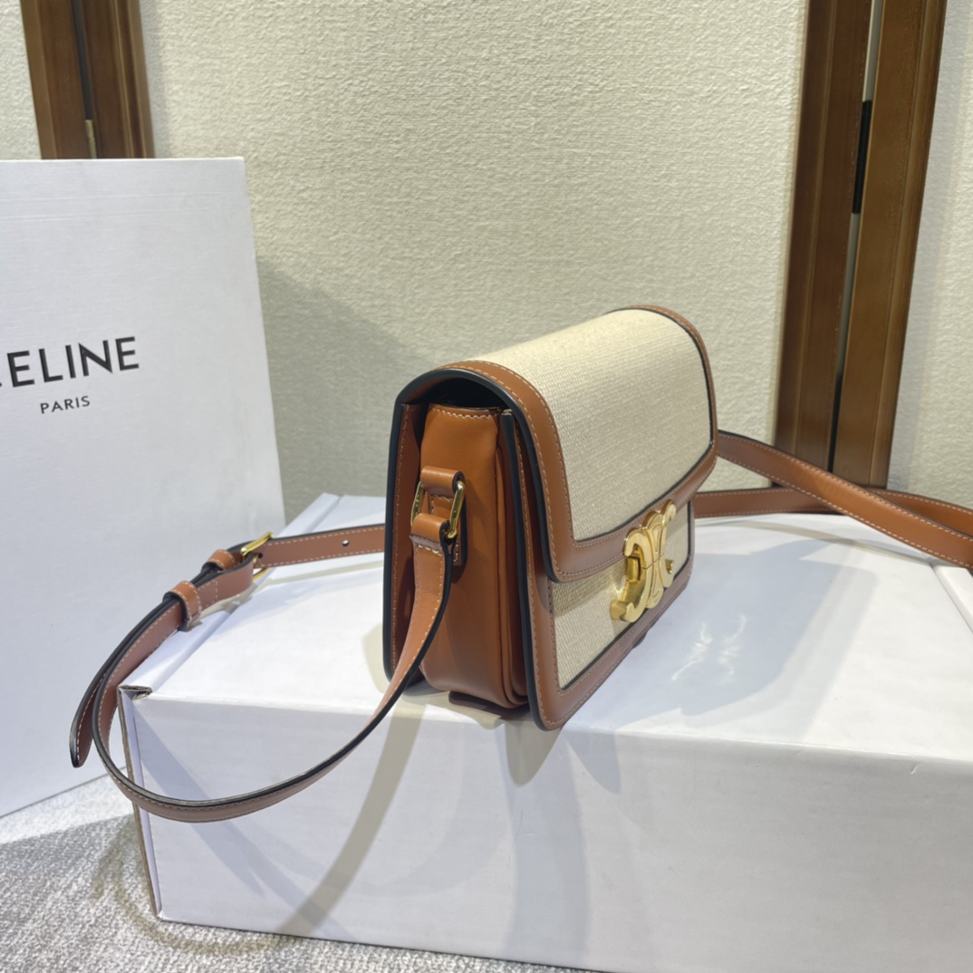 Celine Teen Triomphe Bag In Textile And Calfskin - DopestKickz