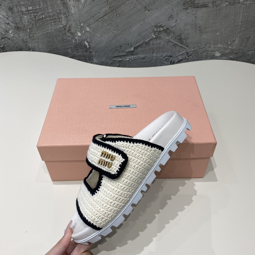 Miu Miu Crochet Knit Slides - DopestKickz